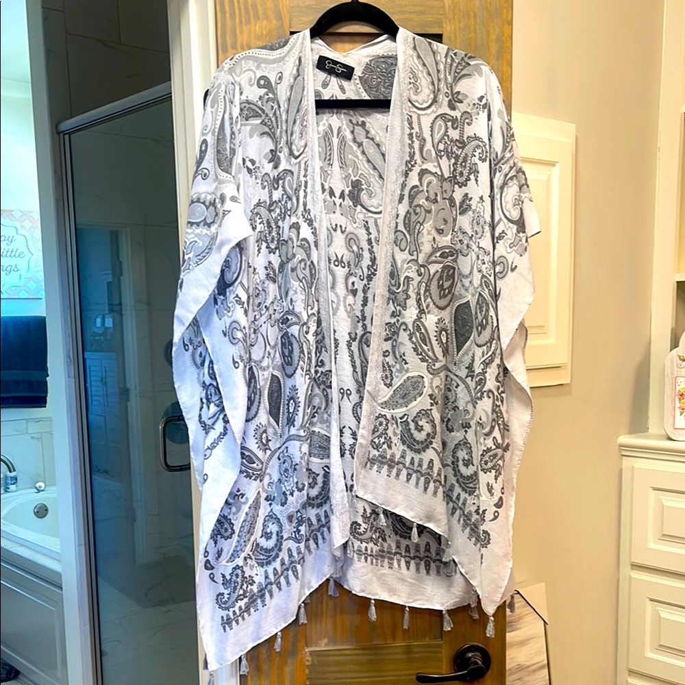 Gray Paisley Kimono Cardigan